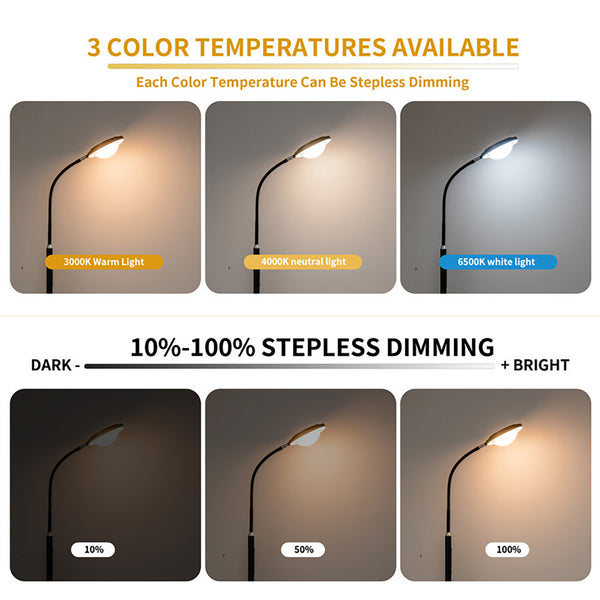 Garwarm LED Black Task Floor Lamp