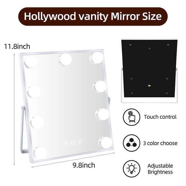 Matteo Hollywood Vanity Mirror 25x31cm, 9 Dimmable LED Bulbs SKU:MT002530