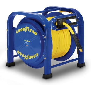 ReelWorks Air Hose Reel 3/8 Inch x 50' Foot SBR Rubber Hose Max 300PSI  Commercial Steel Construction