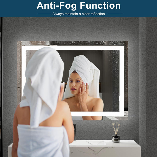 BesMirror LED Bathroom Mirror with Anti-Fog, Stepless Dimmable, 3 Colour Lights