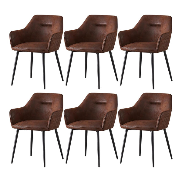 Matteo Brown Suede Fabric Dining Chairs with Matte Metal Legs for Kitchen and Living Room 2 /4 /6 pcs