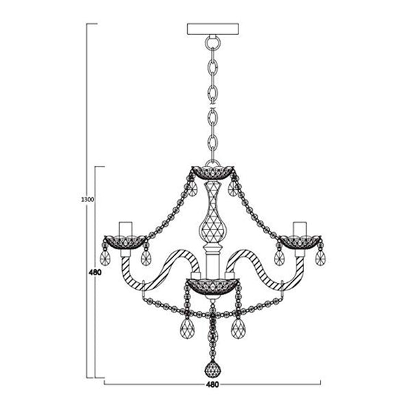 Matteo 3/5 Light Chandelier, Pendant Lamp, Chrome, Clear Acrylic Bedroom Living Room Ceiling Light