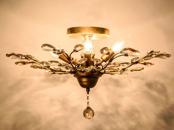 Garwarm 4-Light Vintage Gold Crystal Ceiling Lights