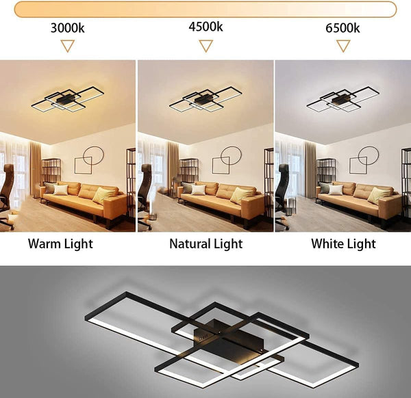 Garwarm Dimmable/Undimmable LED Ceiling Light, Modern Ceiling Lamps with Remote Control, 50W Chandelier Fixture for Living Room Bedroom