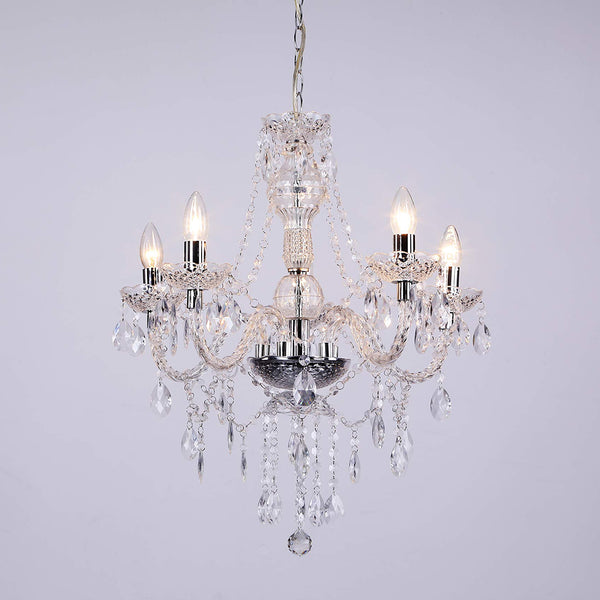 Matteo 3/5 Light Chandelier, Pendant Lamp, Chrome, Clear Acrylic Bedroom Living Room Ceiling Light