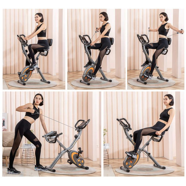 Leikefitness Indoor Folding Recumbent Bike with Arm Bands Pulse Sensor LCD Monitor  BC2280