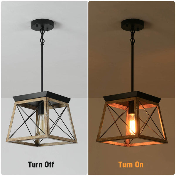 Garwarm Farmhouse Metal Cage Pendant Light Adjustable Height