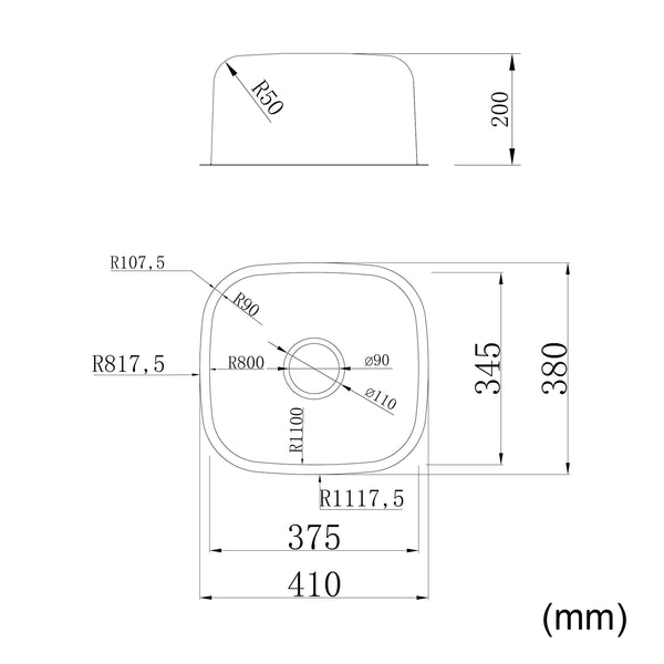 Matteo 304 Stainless Steel Kitchen Sink Small single basin