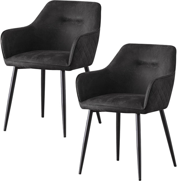 Matteo Black Suede Fabric Dining Chairs with Matte Metal Legs for Kitchen and Living Room 2 /4 /6 pcs