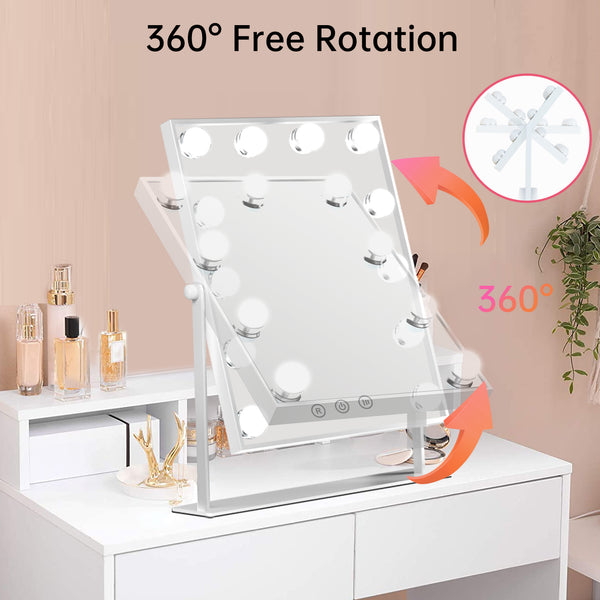 FASCINATE Hollywood Vanity Make Up Mirror with 12 Dimmable Bulbs 37x48cm