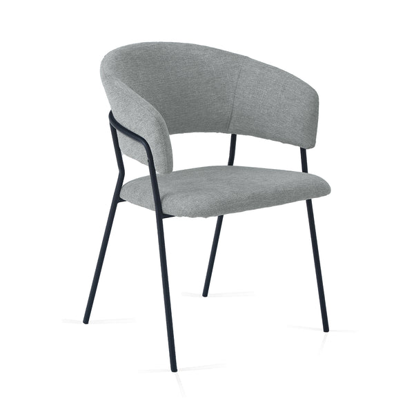 Matteo Set of 4 Light Grey/Dark Grey Modern Dining Chairs Fabric Upholstered Seat with Metal Legs