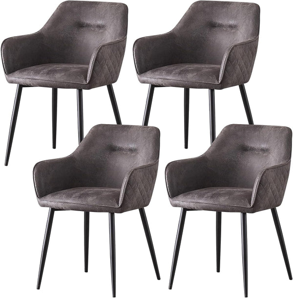 Matteo Grey Suede Fabric Dining Chairs with Matte Metal Legs for Kitchen and Living Room 2 /4 /6 pcs