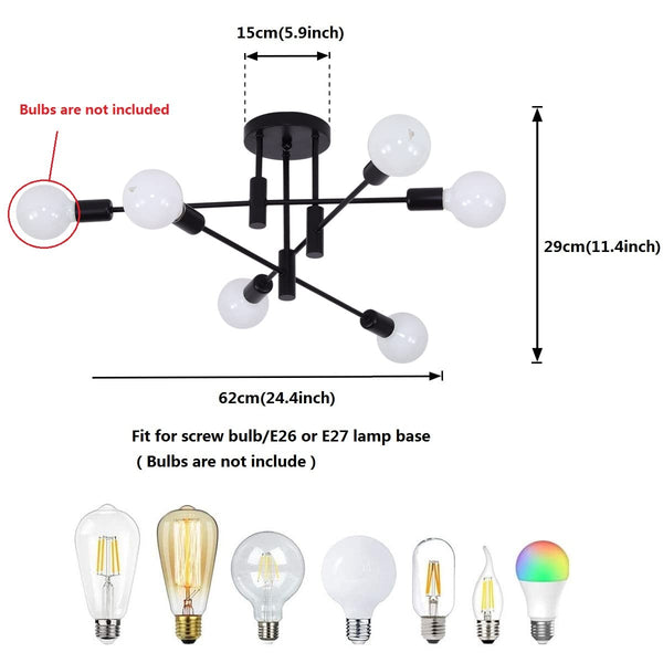 Garwarm 4/6 Lights Vintage Metal Chandelier for Living Room Bedroom Dining Room