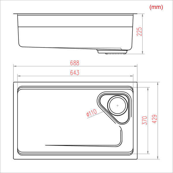 Lansida 304 Stainless Steel Nano-Embossed Surface Large Single Basin Sink