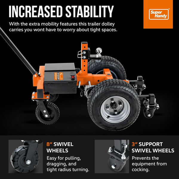 SuperHandy Trailer Dolly Electric Self-Propelled Super-Duty 7500LBS Max Towing, 1100LBS Max Tongue Weight w/ 2 All-Terrain Wheels, 2 Front Support Castors, and 2 Rear Castors GBOS009