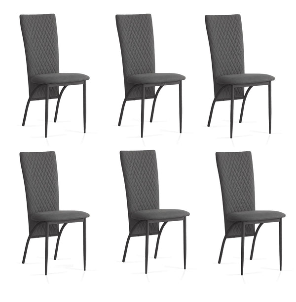 Matteo 2 / 6 PCS Grey Suede Fabric Dining Chairs with Matte Metal Legs for Kitchen and Living Room