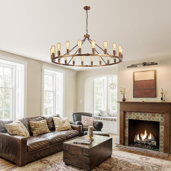 Garwarm 20-Light Wagon Wheel Chandelier