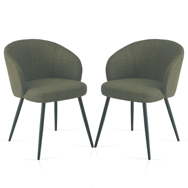 Matteo Modern Green/Yellow/Grey Upholstered Dining Chair With Metal Legs for Dining Room 2pcs