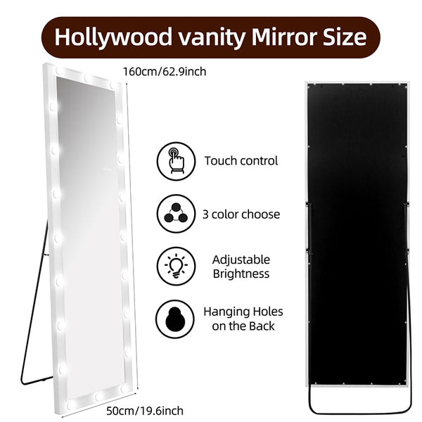 Matteo Full-length Hollywood Vanity Cheval Mirror 160x50cm 20 bulbs MT001805020FL