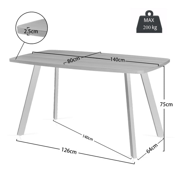 Matteo Brown/Biege 140 cm Dining Table, 4-6 Seater, Black Legs