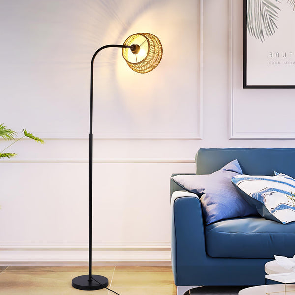 Garwarm Remote Dimmable Rattan Floor Lamp