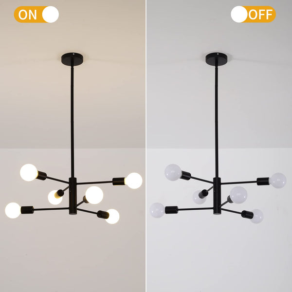 Garwarm Black Mid Century Industrial Ceiling Chandelier Light for Kitchen Living Room