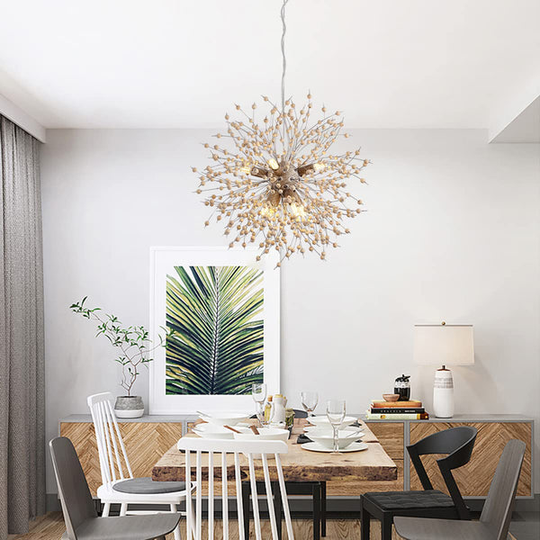 Garwarm 8-Lights Wooden Beads Dandelion Chandelier