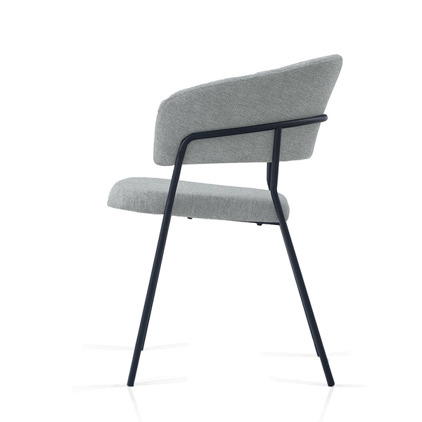 Matteo Set of 4 Light Grey/Dark Grey Modern Dining Chairs Fabric Upholstered Seat with Metal Legs