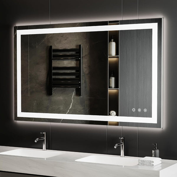 BesMirror LED Bathroom Mirror with Anti-Fog, Stepless Dimmable, 3 Colour Lights