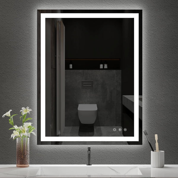 BesMirror LED Bathroom Mirror with Anti-Fog, Stepless Dimmable, 3 Colour Lights