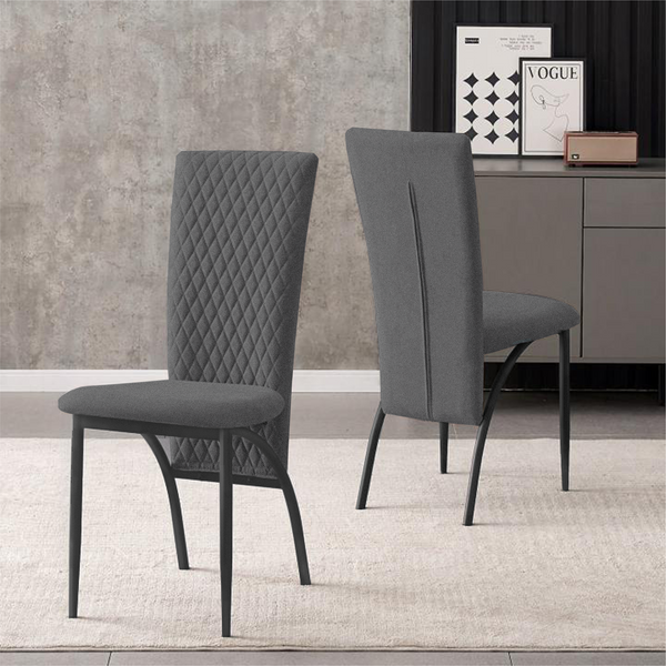 Matteo 2 / 6 PCS Grey Suede Fabric Dining Chairs with Matte Metal Legs for Kitchen and Living Room