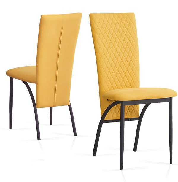 Matteo Dining Chairs High Backrest Upholstered Yellow Set of 2 /4 /6 pcs