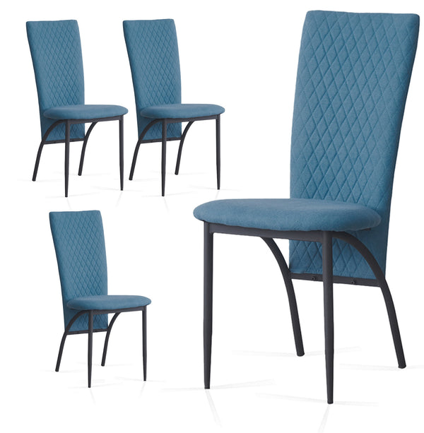 Matteo Dining Chairs High Backrest Upholstered Blue Set of 2 /4 /6 pcs