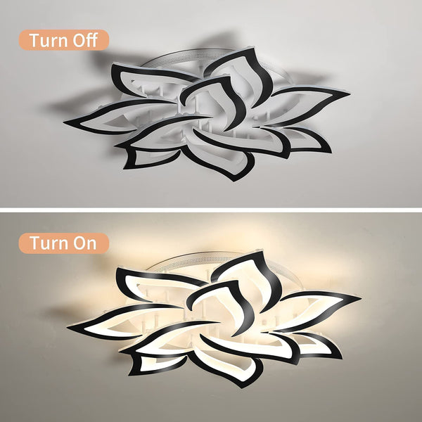 Garwarm 72W Flower Ceiling Light, Flush Mount for Living Room Black