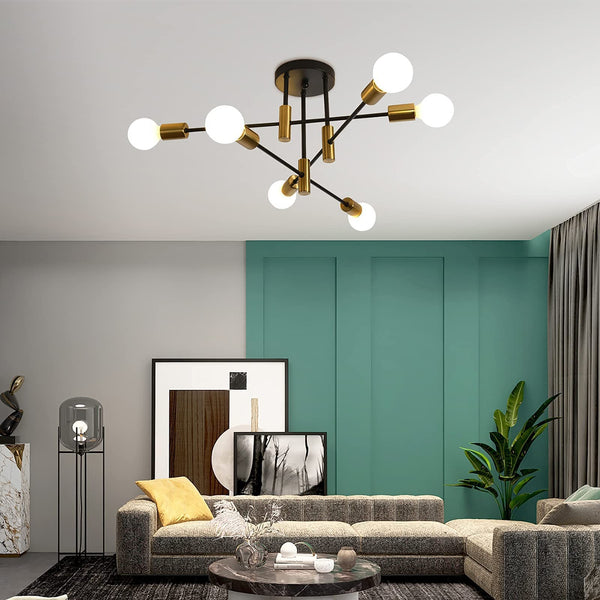 Garwarm Industrial Chandelier Mid Century Semi Flush Mount Ceiling Light Fixture Bedroom OY0109