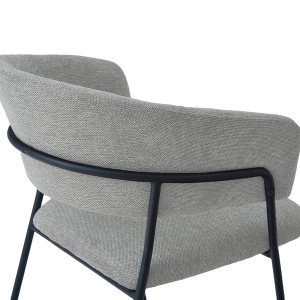 Matteo Set of 4 Light Grey/Dark Grey Modern Dining Chairs Fabric Upholstered Seat with Metal Legs