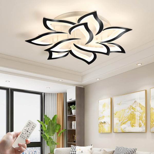 Garwarm 72W Flower Ceiling Light, Flush Mount for Living Room Black