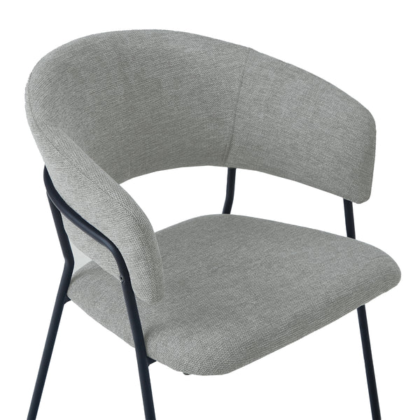 Matteo Set of 4 Light Grey/Dark Grey Modern Dining Chairs Fabric Upholstered Seat with Metal Legs