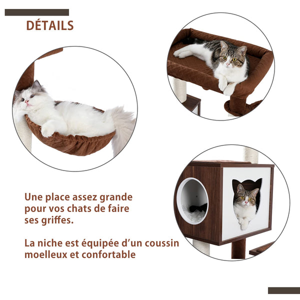 PAWZ Road All-in-One Cat Tree Multifunctional Modern Cat Tower High-Grade Wood Furniture AMT0094BN