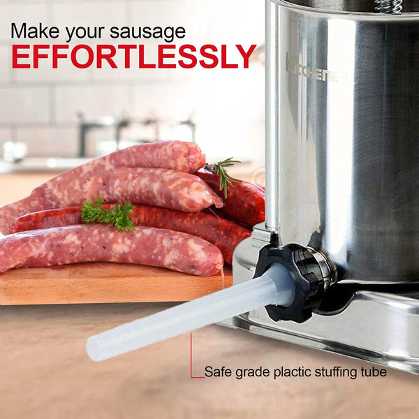 KITCHENER Sausage Stuffer, Stainless Steel Sausage Maker with 3 Size Professional Filling Nozzles, 10 lbs Sausage Filler (SKU:GBM005)