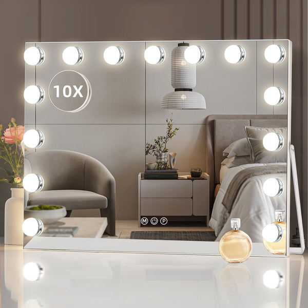 MATTEO Hollywood Vanity Mirror 15 Dimmable LED Bulbs 58x46cm Dressing Table MT005846BU-AD