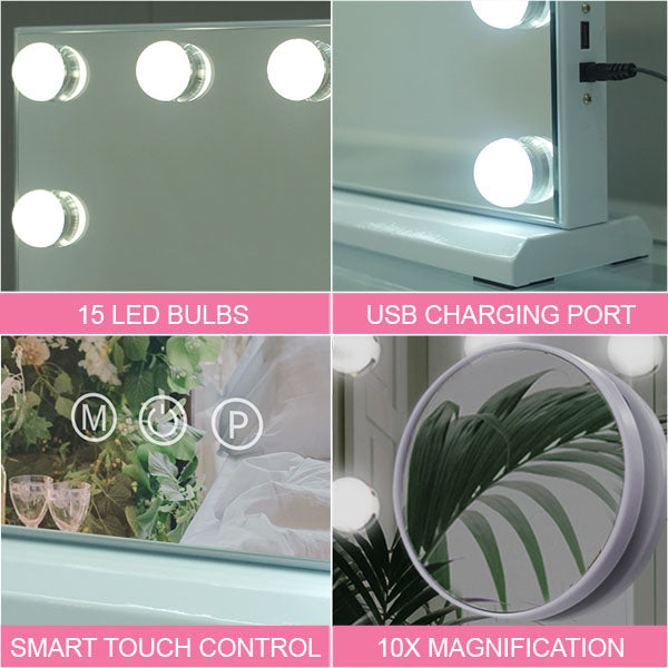 Hollywood Vanity Mirror 15 Dimmable LED Bulbs, SKU:MT005846-1.1A