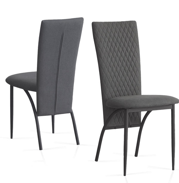 Matteo 2 / 6 PCS Grey Suede Fabric Dining Chairs with Matte Metal Legs for Kitchen and Living Room