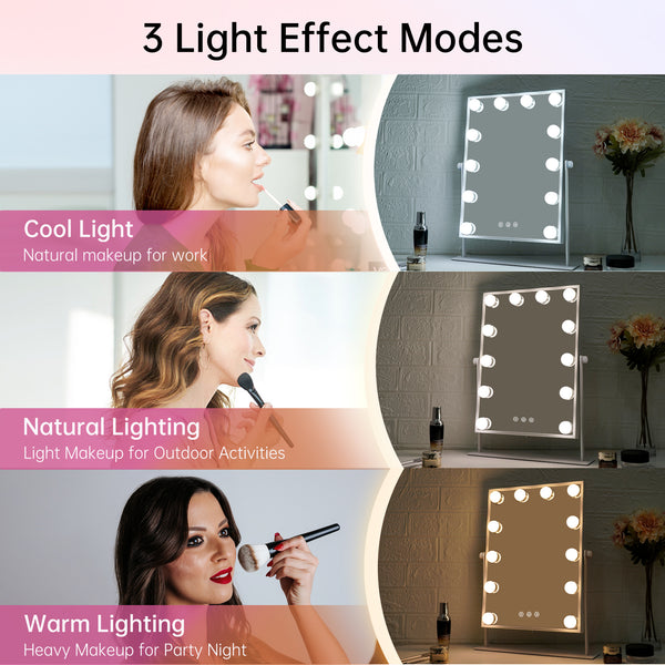 FASCINATE Hollywood Vanity Make Up Mirror with 12 Dimmable Bulbs 37x48cm