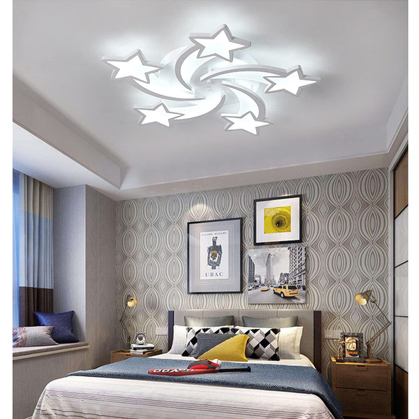 Garwarm White 5-Star Shape 60W Acrylic Led Ceiling Light Dimmable with Remote