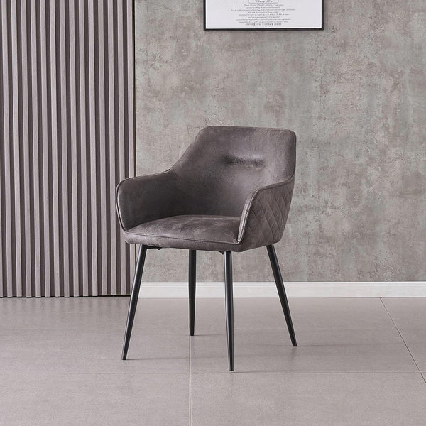 Matteo Grey Suede Fabric Dining Chairs with Matte Metal Legs for Kitchen and Living Room 2 /4 /6 pcs