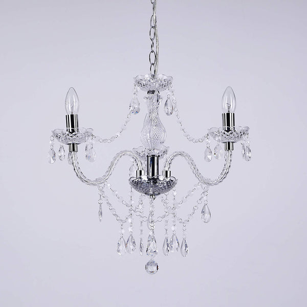 Matteo 3/5 Light Chandelier, Pendant Lamp, Chrome, Clear Acrylic Bedroom Living Room Ceiling Light