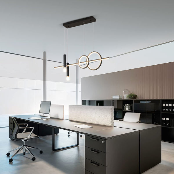 Garwarm Modern Black Dimmable LED Pendant Light with Remote