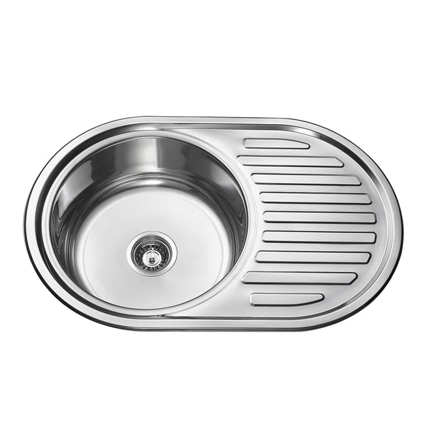 Lansida Round Stainless Steel Sink with Plated Surface and Integrated Plate