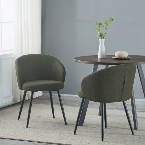 Matteo Modern Green/Yellow/Grey Upholstered Dining Chair With Metal Legs for Dining Room 2pcs